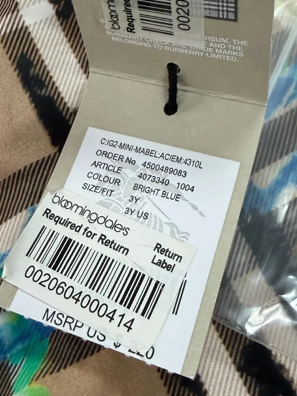 Burberry Girls’ Candra Scribble Check Dress